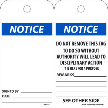NOTICE SIGNED BY___ DATE___ TAG