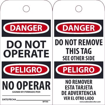 DANGER DO NOT OPERATE BILINGUAL TAG