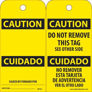 CAUTION BILINGUAL TAG