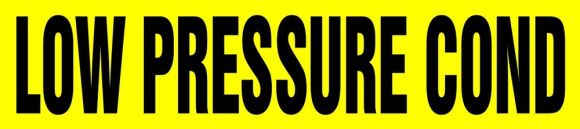 Pipe Marker, Legend: LOW PRESSURE COND (LOW PRESS COND)*