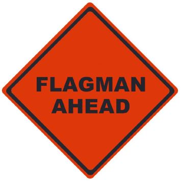 REFLECTIVE ROLL-UP ROAD CLOSED AHEAD SIGN