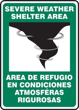 SEVERE WEATHER SHELTER AREA (W/GRAPHIC) (BILINGUAL)