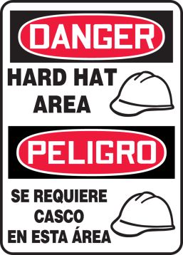 DANGER HARD HAT AREA (W/GRAPHIC) (BILINGUAL)