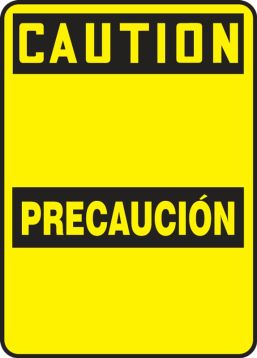 Safety Sign, Header: CAUTION/PRECAUCIÓN, Legend: CAUTION / PRECAUCION