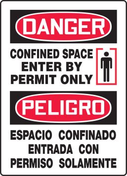 DANGER CONFINED SPACE ENTER BY PERMIT ONLY (W/GRAPHIC)