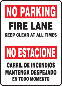 FIRE LANE KEEP CLEAR AT ALL TIMES (BILINGUAL)