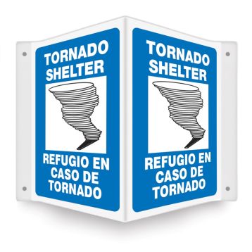 Safety Sign, Legend: TORNADO SHELTER (BILINGUAL - SPANISH)