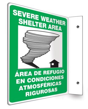 Safety Sign, Legend: SEVERE WEATHER SHELTER AREA (BILINGUAL - SPANISH)