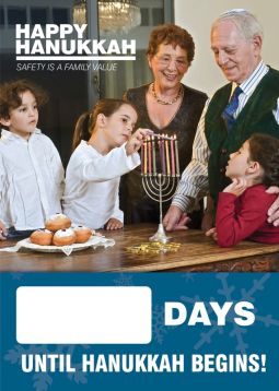 Digi-Day® 3 Magnetic Faces: Happy Hanukkah - Safety Is A Family Value - _ Days Until Hanukkah Begins!