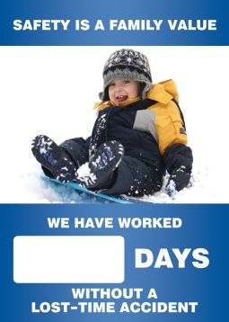 Digi-Day® 3 Magnetic Faces: Safety Is A Family Value (Winter Theme) - We Have Worked _ Days Without A Lost Time Accident