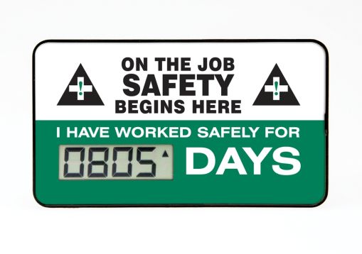 Personal Digi-Day® Electronic Scoreboard: On The Job Safety Begins Here - I Have Worked Safely For _ Days