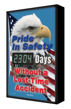 Backlit Digi-Day® 3 Electronic Scoreboards: Pride In Safety (USA) - _ Days Without A Lost Time Accident