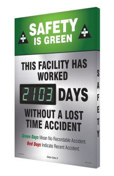 Digi-Day® 3 Electronic Scoreboards: Safety Is Green This Facility Has Worked ___ Days Without A Lost Time Accident