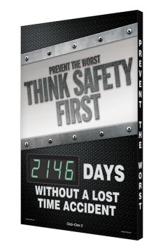 Digi-Day® 3 Electronic Scoreboards: Prevent The Worst Think Safety First _ Days Without A Lost Time Accident