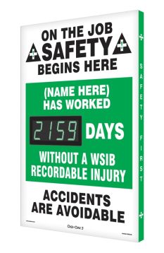 Semi-Custom Digi-Day® 3 Electronic Scoreboards: (name here) Has Worked _Days Without A WSIB Recordable Injury