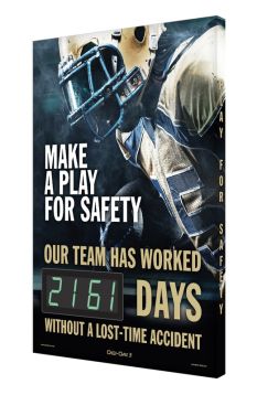 Digi-Day® 3 Electronic Safety Scoreboards: Make A Play For Safety - Our Team Has Worked _ Days Without A Lost Time Accident