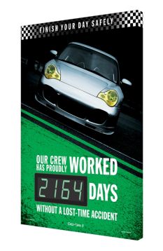 Digi-Day® 3 Electronic Safety Scoreboards: Finish Your Day Safely - Our Crew Has Proudly Worked _ Days Without A Lost-Time Accident
