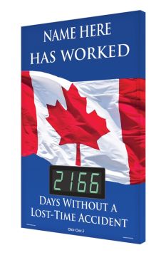 Semi-Custom Digi-Day® 3 Electronic Safety Scoreboards: _ Has Worked _ Days Without A Lost-Time Accident (Canada)