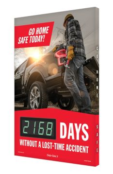 Digi-Day® 3 Electronic Safety Scoreboards: Go Home Safe Today! (man with car)