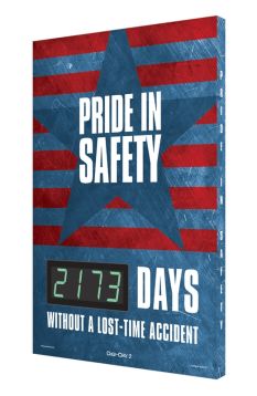 Digi-Day® 3 Electronic Safety Scoreboards: Pride In Safety _ Days Without A Lost Time Accident-STARS-STRIPES