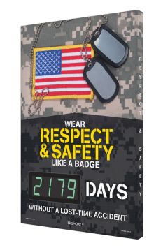 Digi-Day® 3 Electronic Safety Scoreboards: Wear Respect & Safety Like A Badge _ Days Without A Lost Time Accident