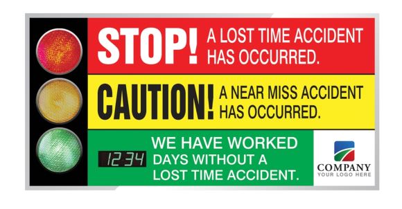 STOP! A LOST-TIME ACCIDENT HAS OCCURRED. CAUTION! A NEAR MISS ACCIDENT HAS OCCURRED. WE HAVE WORKED #### DAYS WITHOUT A LOST TIME ACCIDENT.