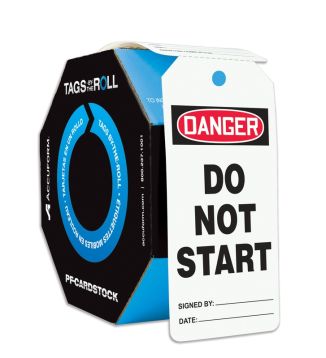 Safety Tag, Header: DANGER, Legend: DANGER DO NOT START
