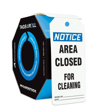 Safety Tag, Header: NOTICE, Legend: Notice Area Closed For Cleaning