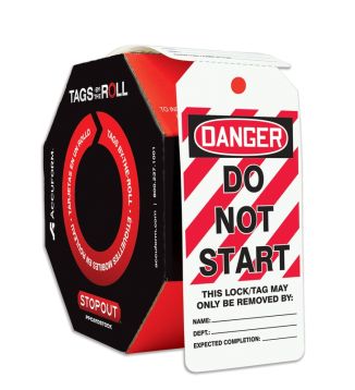 Safety Tag, Header: DANGER, Legend: DANGER DO NOT START