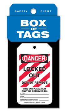 Box of Tags: OSHA Danger - Locked Out - Do Not Remove
