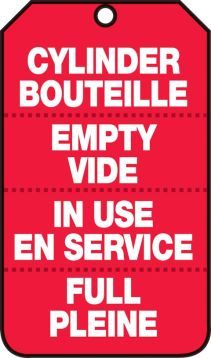CYLINDER/BOUTEILLE - EMPTY/VIDE - IN USE/EN SERVICE - FULL/PLEINE