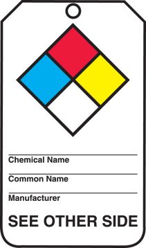 NFPA DIAMOND <br><i>Back - chemical name; route of entry; health hazards; physical hazards; target organs and effects</i>