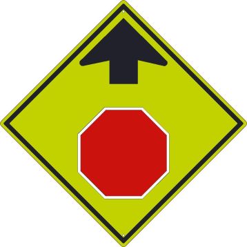 STOP AHEAD SYMBOL WITH ARROW SIGN
