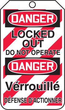 DANGER LOCKED OUT DO NOT OPERATE (LOCK OUT TAG) (English/French)