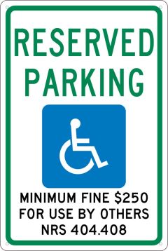 STATE HANDICAPPED RESERVED PARKING SIGN NEVADA