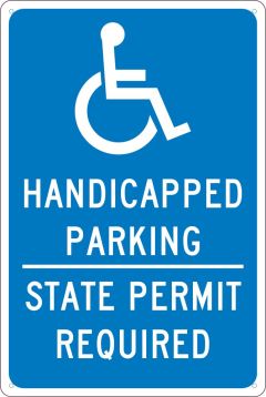 STATE HANDICAPPED PARKING PERMIT REQUIRED TEXAS SIGN