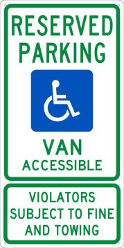 STATE HANDICAPPED RESERVED PARKING VAN ACCESSIBLE TEXAS SIGN 2020