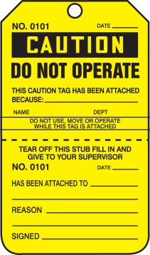 CAUTION DO NOT OPERATE...