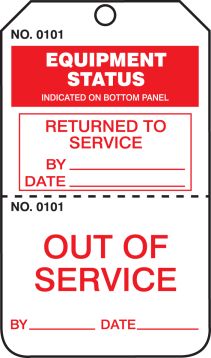 EQUIPMENT STATUS OUT OF SERVICE...
