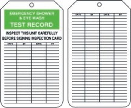 Safety Tag, Legend: EMERGENCY SHOWER & EYEWASH TEST RECORD