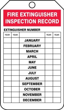 Safety Tag, Legend: FIRE EXTINGUISHER INSPECTION RECORD
