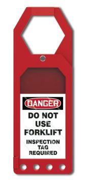 Safety Tag, Legend: DANGER DO NOT USE FORKLIFT INSPECTION TAG REQUIRED