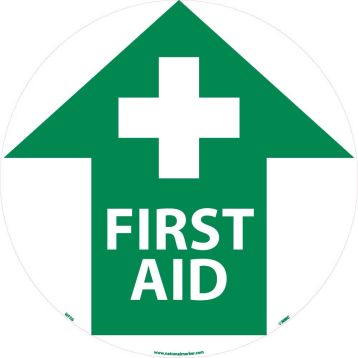 FIRST AID WALK ON FLOOR SIGN