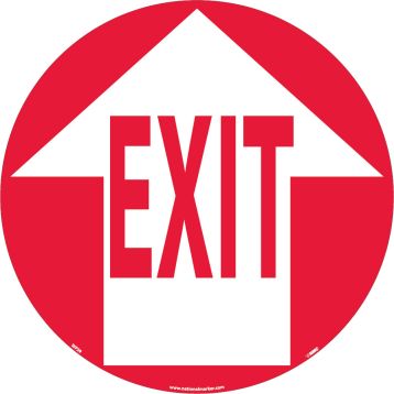 EXIT WITH ARROW WALK ON FLOOR SIGN
