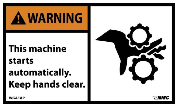 THIS MACHINE STARTS AUTOMATICALLY LABEL