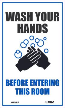 WASH HANDS BEFORE ENTERING ROOM, LABEL