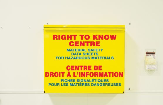 Haz-Com, Legend: RIGHT TO KNOW CENTRE MATERIAL SAFETY DATA SHEETS FOR HAZARDOUS MATERIALS