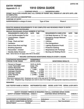 CONFINED SPACE ENTRY PERMIT - ENTRY PERMIT