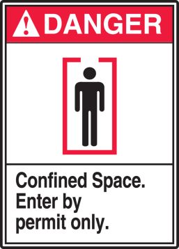 Confined Space. Enter by permit only. (w/graphic)