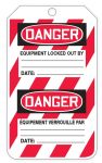 Safety Tag, Header: DANGER/PELIGRO, Legend: DANGER THIS TAG & LOCK TO BE REMOVED ONLY BY PERSON SHOWN ON BACK (BILINGUAL SPANISH)